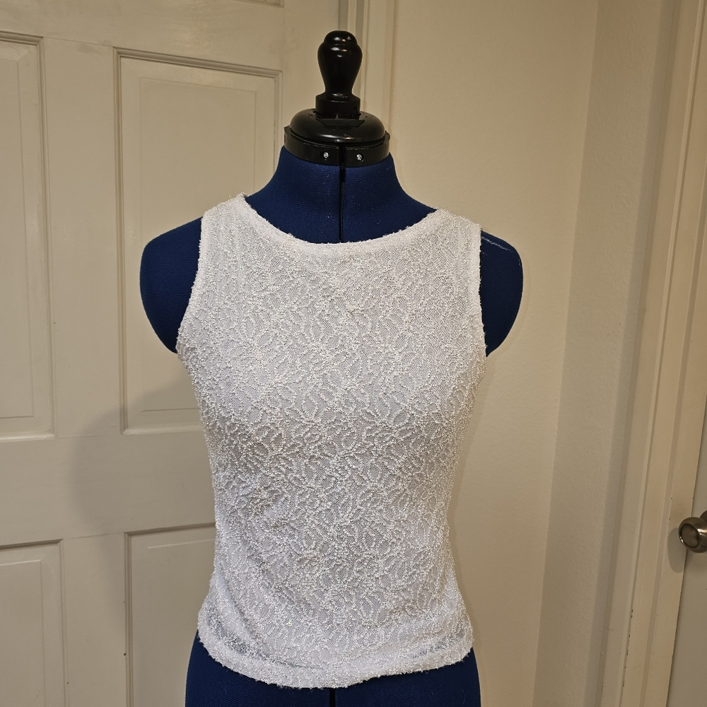 Star CCC Handmade White Sequin Sleeveless Blouse